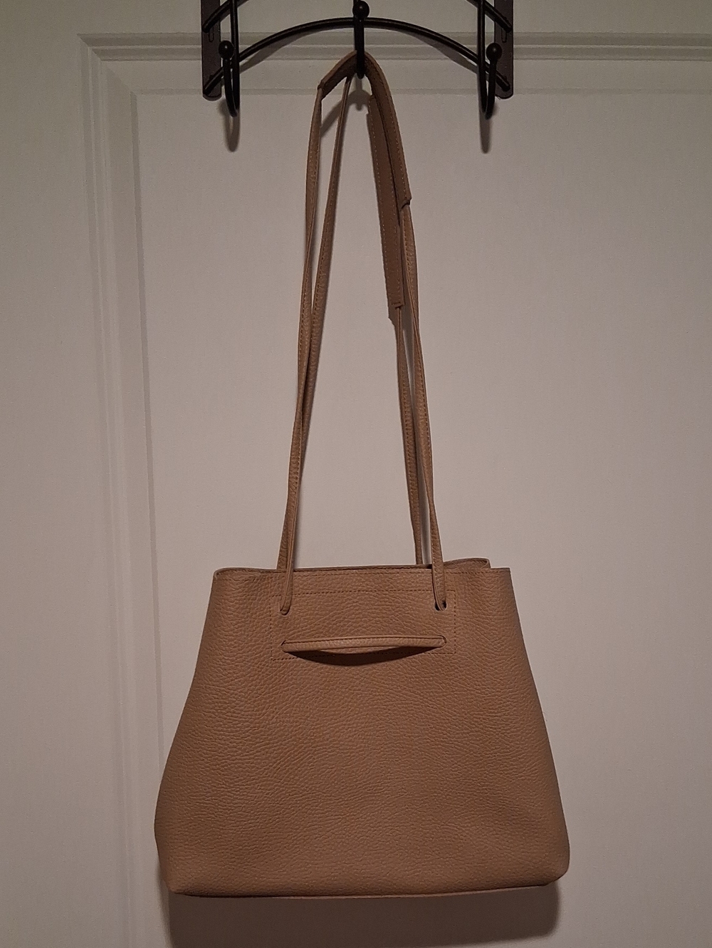 8 Other Reasons Classic Beige Leather Tote Bag - Versatile Everyday Shoulder Bag